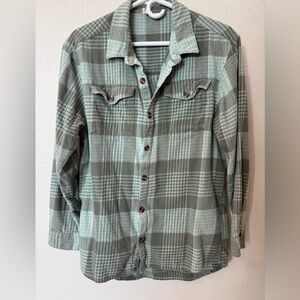 ROXY Flannel Shirt in Sage and Olive